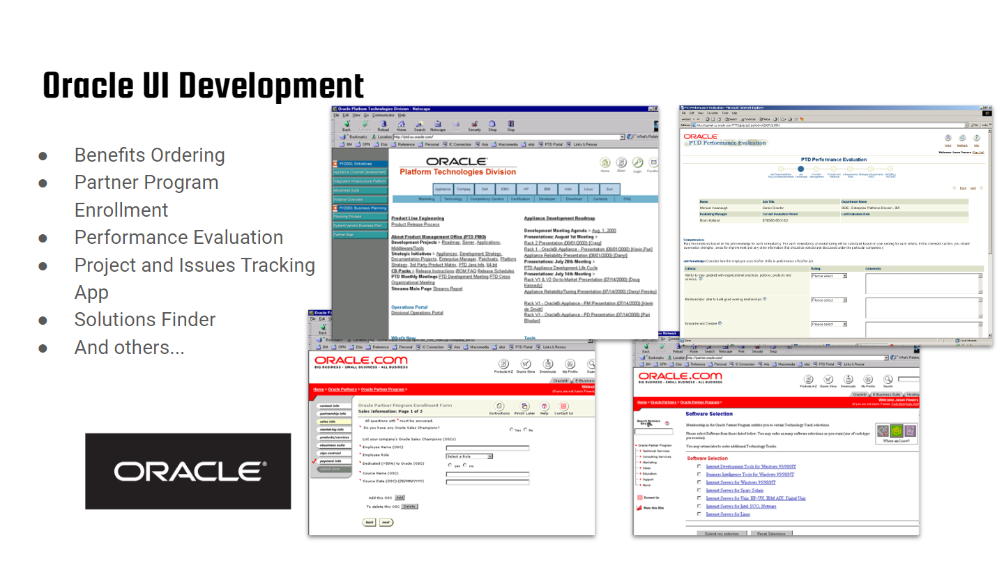 Oracle User Interface Development Projects