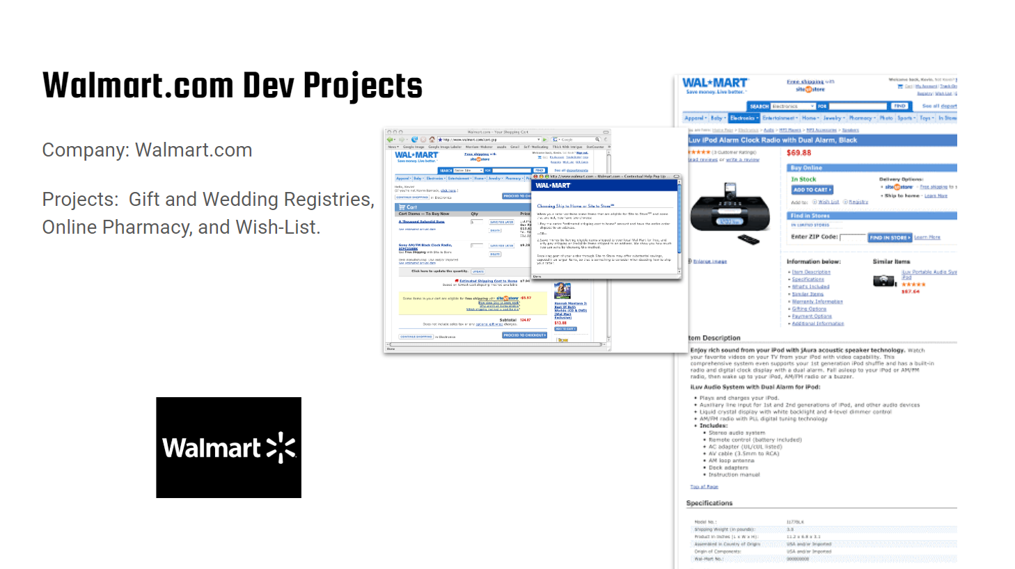 Walmart.com Development Projects